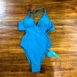CupShe Turquoise One Piece X-Small cheeky NWT